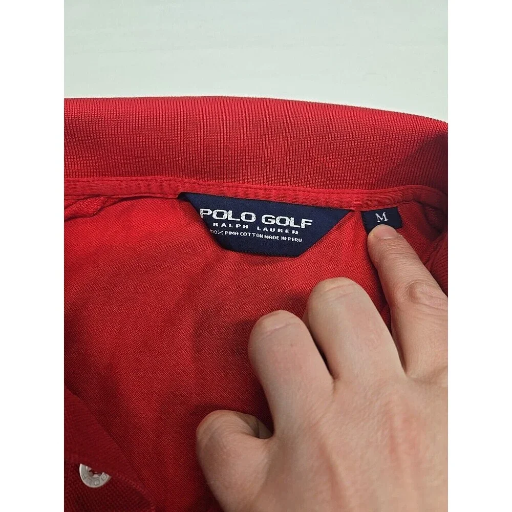 POLO Golf Ralph Lauren Big Blue Pony Men's M Red‎ S/S Vintage 100% Pima Cotton